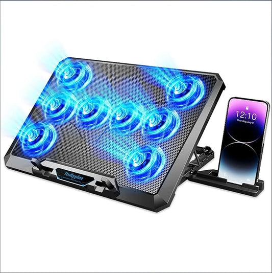 Laptop Cooling pad for Hp Chromebook x360 11 G4 Education Edition Gaming laptops, Laptop Cooler with 8 Fan, Adjustable Speed, 5-Level Height Adjustment, Mute Silent,2 USB-A Port，Built-in Phone Stand