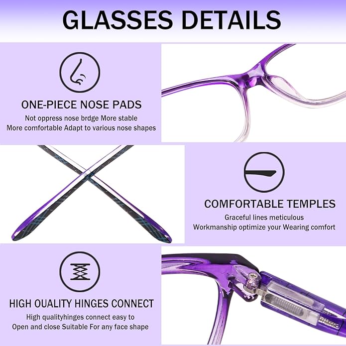SIGVAN Ladies Reading Glasses Blue Light Blocking Spring Hinge Fashion Pattern Print Eyeglasses for Women