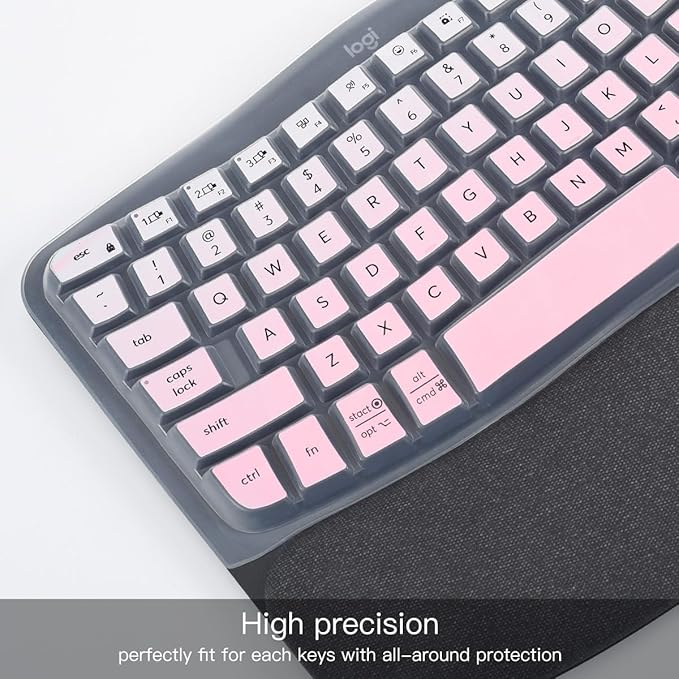 Keyboard Cover Skin for Logitech Wave Keys MK670 Combo Keyboard Skin, Logitech Wave Keys Wireless Ergonomic Keyboard Cover Protector Skin, Logitech Wave Keys MK670 Accessories, Ombre Pink