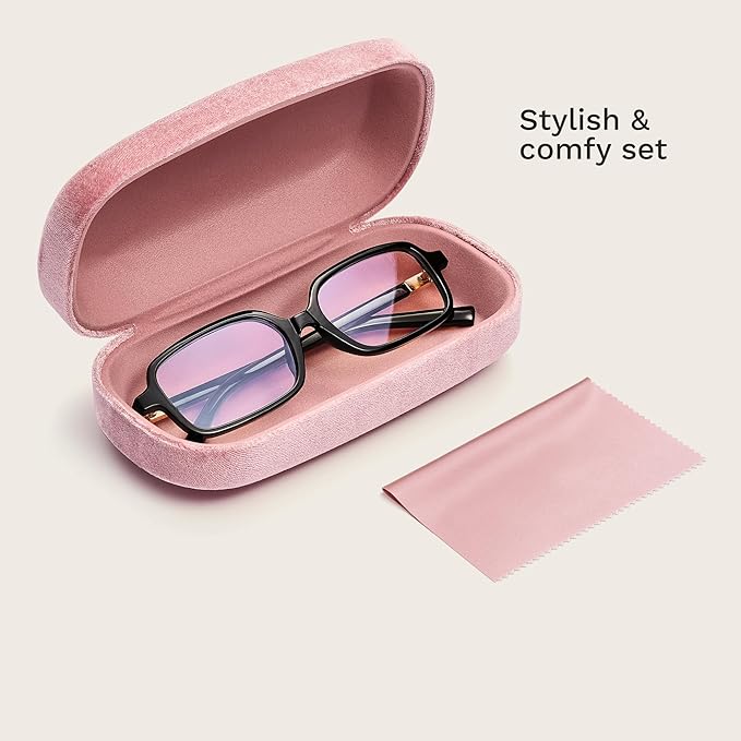 livho Blue Light Glasses for Women – Y2K Aesthetic Frame with Blush Pink Case, 90s Vibe for Screen Time Blue Light Blocking