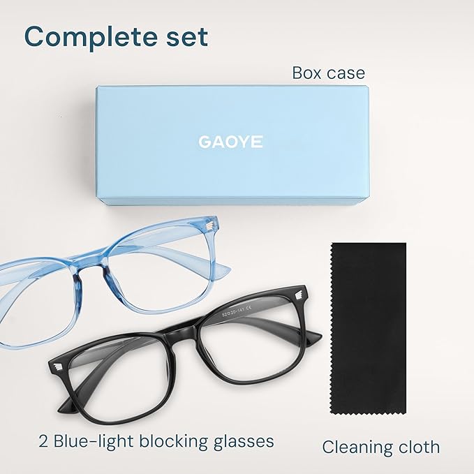 Gaoye Blue Light Glasses for Men - Blocking Square Eyeglasses, Anti UV Ray Computer Gaming Glasses Blue Blockers for Women