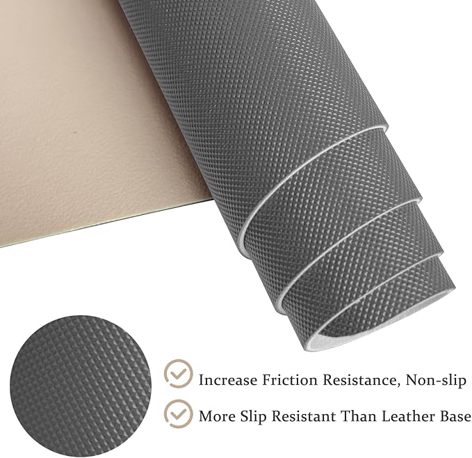 Non-Slip Desk Pad Mat, Leather Beige Desk Mat for Desktop, Large Mouse Pad, Waterproof Computer Mouse Mat Desktop Protector for Office/Home, 23.6" x 13.7"