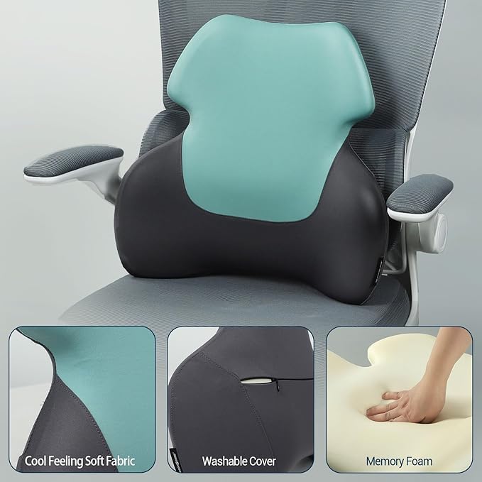 Long Back Lumbar Support Pillow - Fully Entire Back Support - Back Pain Relief and Posture Improved - Memory Foam Back Pillow Cushion for Office Chair, Gaming Chair, Recliner, Car Driving, Blue
