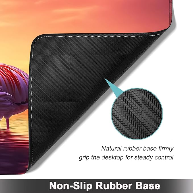 Large Mouse pad and Keyboard Support Set, Ergonomic Memory Foam Keyboard Wrist Rest, Extended Gaming Mouse Pad with Stitched Edges, Romantic Pink Swans Heart XXL Desk Mat (31.5 X 11.8 in)