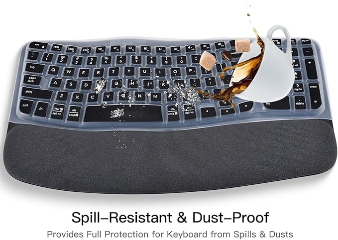 Keyboard Cover for Logitech Wave Keys MK670 Combo Keyboard Skin, Logitech Wave Keys Wireless Ergonomic Keyboard Cover Protector Skin Accessories, Black