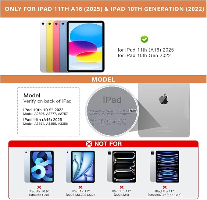 for iPad 11th(A16, 2025)/10th Generation Case with Keyboard, Magic Keyboard 2022, Springy Backlit Keys, Stain-Resistant Surface, Multi-Touch Trackpad, Orange