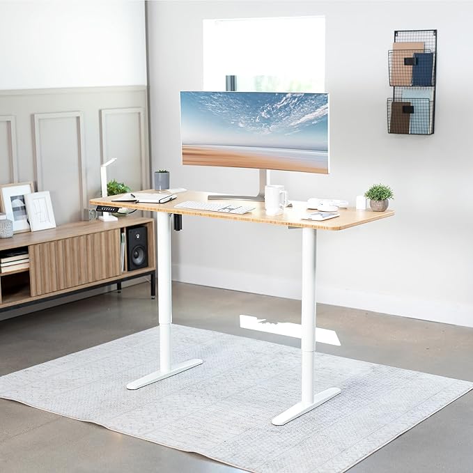 VIVO Electric Single Motor Standing Desk Frame for 41 to 74 in Table Tops, Memory Height Adjustment, Frame Only, White, DESK-E151EW