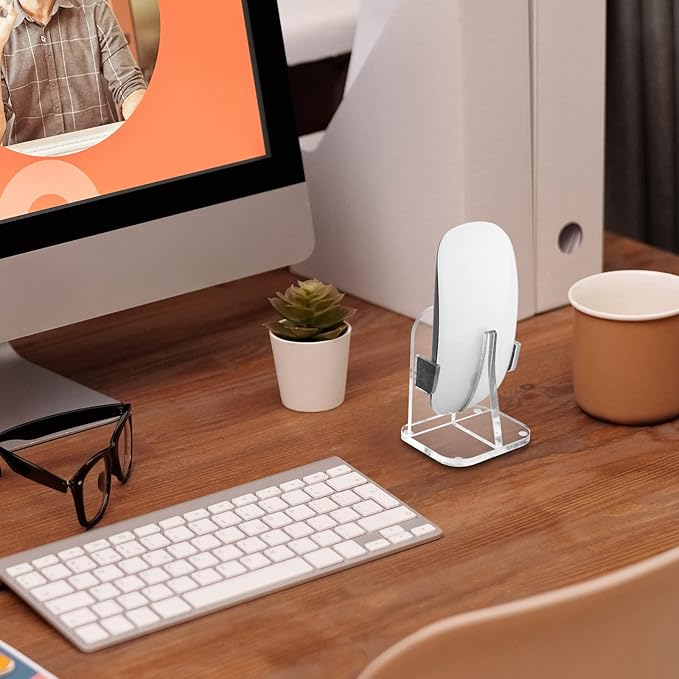 Acrylic Vertical Mount Stand Base for Charging Apple Magic Mouse 1 & 2 - Magic Mouse Storage Holder (Charger Cable not Included)