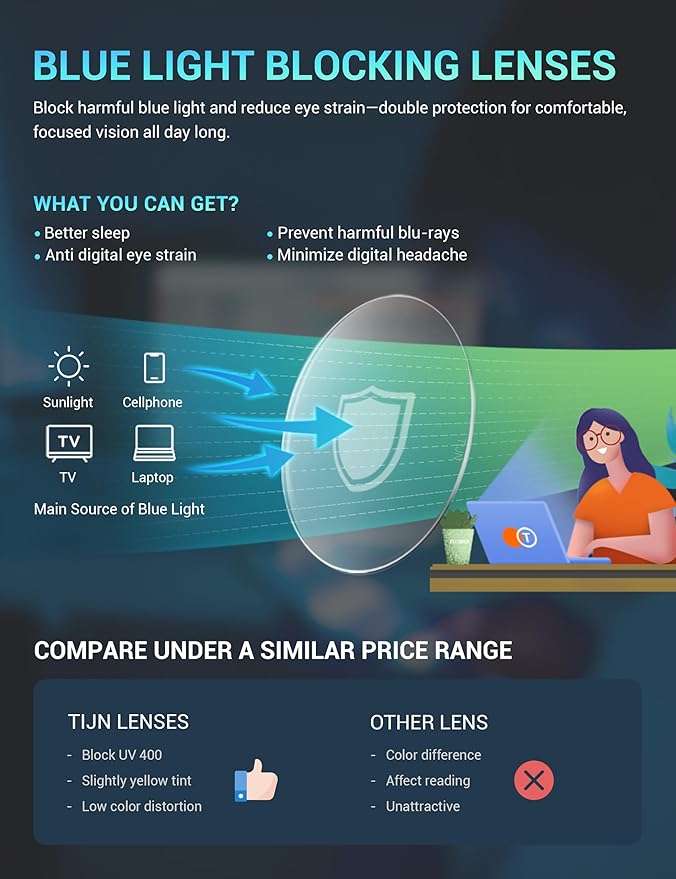 TIJN Sleep Glasses for 99.9% TR90 Blue Green Light Blocking Dual AR Coatings Red Lens for Computer Gaming Reduce Eyestrain, Crystal Orange