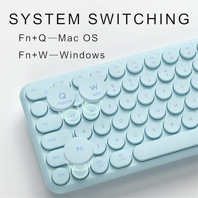 Wireless Keyboard and Mouse Set – MPTOG Full-Sized 110Pcs Slim Round Key Design, Quiet Typing, Adjustable DPI Ergonomic Mouse, Wireless Combo for PC, Mac, Laptop, Tablets(Crystal Blue)