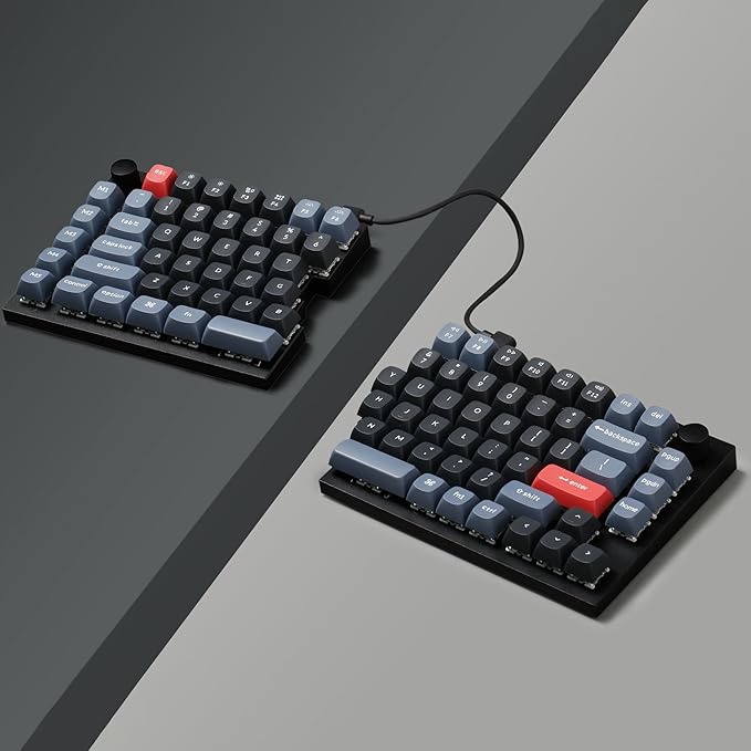 Keychron Q11 QMK/VIA TKL Split Keyboard Ergonomic, 91 Keys 75% Layout Wired Mechanical Gaming Keyboard Mac & Windows with Full Alu Frame, PBT Keycaps & Knobs, RGB Backlight Hot-Swappable Red Switch