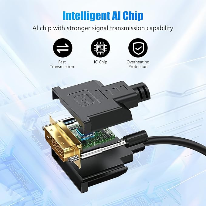 HDMI to DVI Adapter Cable，Bi Directional DVI-D 24+1 Male to HDMI Male Cable，High Speed Adapter Cable Support 1080P Full HD Compatible with Raspberry Pi, Roku, X-Box One, PS3/4/5, Graphics Card