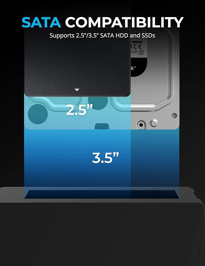 SABRENT USB C Docking Station for M.2 PCIe/NVMe and SATA 2.5/3.5 Inch SSD & HDD with Offline Cloning (DS-UNHC)