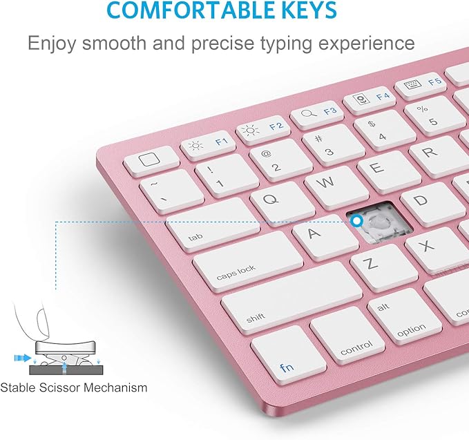 OMOTON Bluetooth Keyboard Compatible with iPad A16 11th 10th Generation, iPad 10.2 (9th/8th/7th), iPad Pro 13/12.9/11 inch, iPad Air/Mini and More iOS Devices, Rose Gold