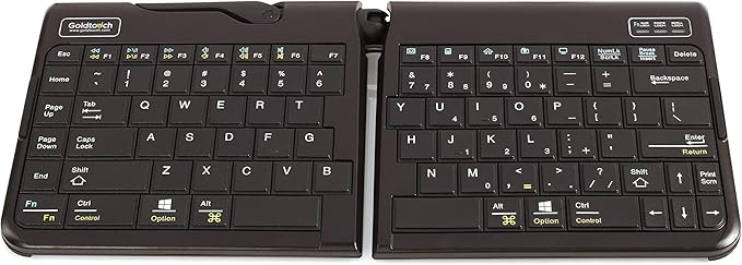 Goldtouch GTP-0044W Go!2 Bluetooth Wireless Mobile Keyboard, Portable Foldable Travel Keyboard Black
