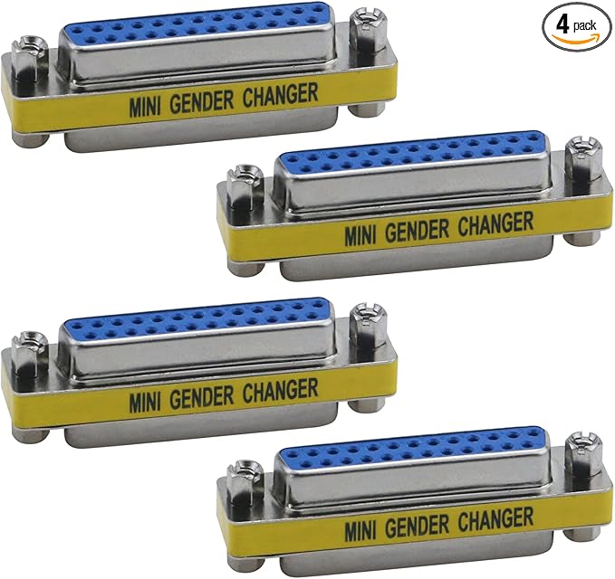 Antrader 4-Pack DB25 25 Pin Serial Port Female to Female Mini Gender Changer Coupler Adapter RS232 Connector