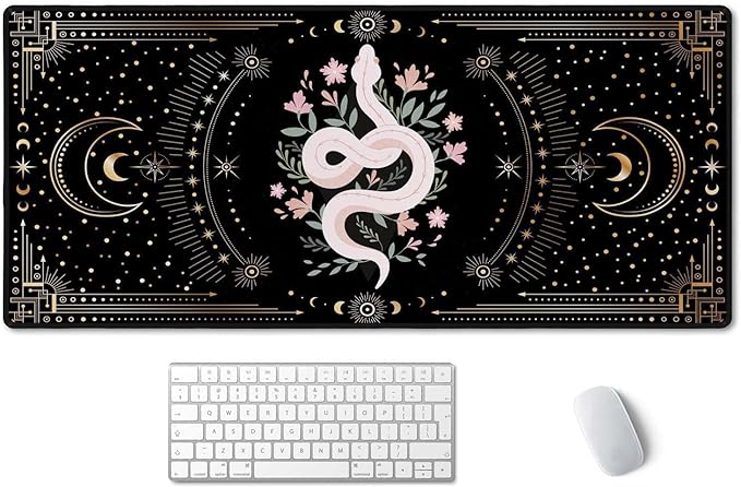 SSOIU Large Mouse Pad, Boho Snake Witch Desk Mat for Desktop, Women Girls Waterproof Gaming Mousepad, Moon Phases Computer PC Laptop Protector Writing Pads for School Office Home 35.5" x 15.7"