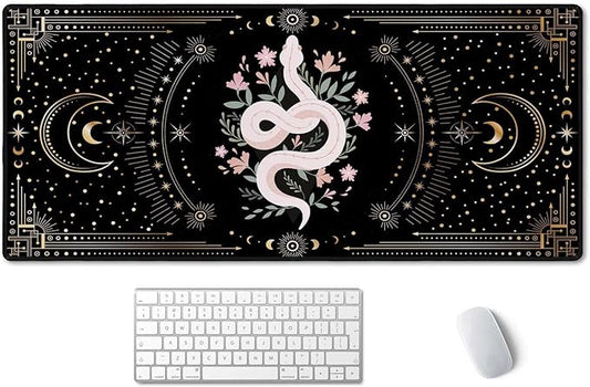 SSOIU Large Mouse Pad, Boho Snake Witch Desk Mat for Desktop, Women Girls Waterproof Gaming Mousepad, Moon Phases Computer PC Laptop Protector Writing Pads for School Office Home 35.5" x 15.7"