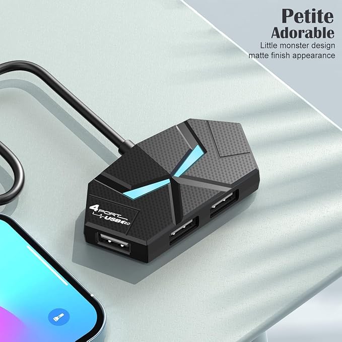 USB Hub 2.0, Multi-Port USB Hub,USB Extender with Extra Power Port for Laptop, PC, Xbox, Gamepad,Flash Drive, HDD, Console, Printer, Camera,Keyborad, Mouse,USB Fan (4-Port USB C 2.0)