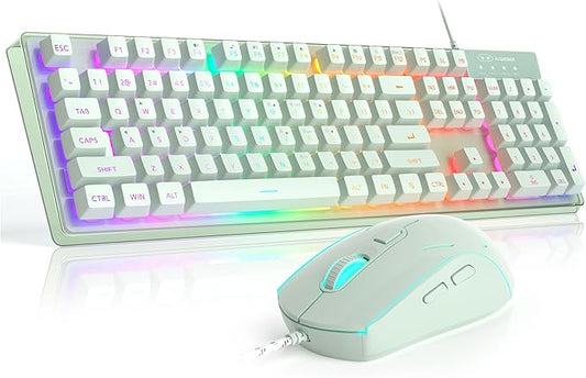 Gaming Keyboard and Mouse Combo, K1 RGB LED Backlit Keyboard with 104 Key Computer PC Gaming Keyboard for PC/Laptop (Green)