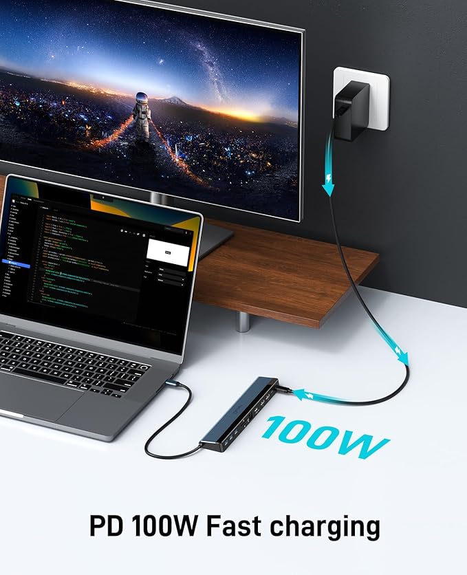 NewQ USB C Docking Station with Dual HDMI 4K, 100W PD-in, 12-in-1 Laptop Dock for Windows, MacBook, Chromebook