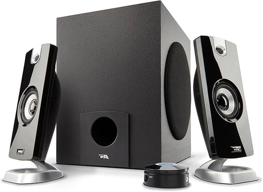 Cyber Acoustics CA-3090 2.1 Speaker System with Subwoofer with 18W of Power – Easy Setup and Convenient Controls, Great for Music, Movies, and Gaming
