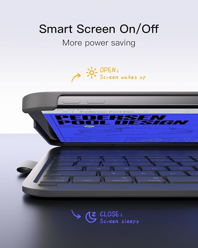Inateck for iPad 10th/11th Gen Case with Keyboard, Ultralight Keyboard with Pen Holder for A16 2025/10th Gen(2022 10.9"), Air 11" M4/M3/M2 (2026/2025/2024), Air 5/4, Pro 11 4/3/2/1,AirTap Gray