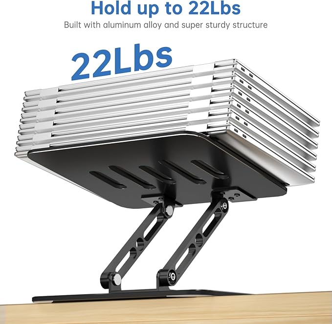 Laptop Stand for Desk Adjustable Computer Stand with 360 Rotating Base Ergonomic Laptop Riser Mount for Desk Foldable Protable Computer Desk Fits with MacBook Pro Air, Black