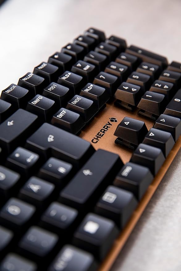 Cherry KC 200 MX, Wired Mechanical Office Keyboard, Modern Design with Elegant Aluminum Surface, USB-A Connection, MX2A Silent RED Switches, Black/Bronze