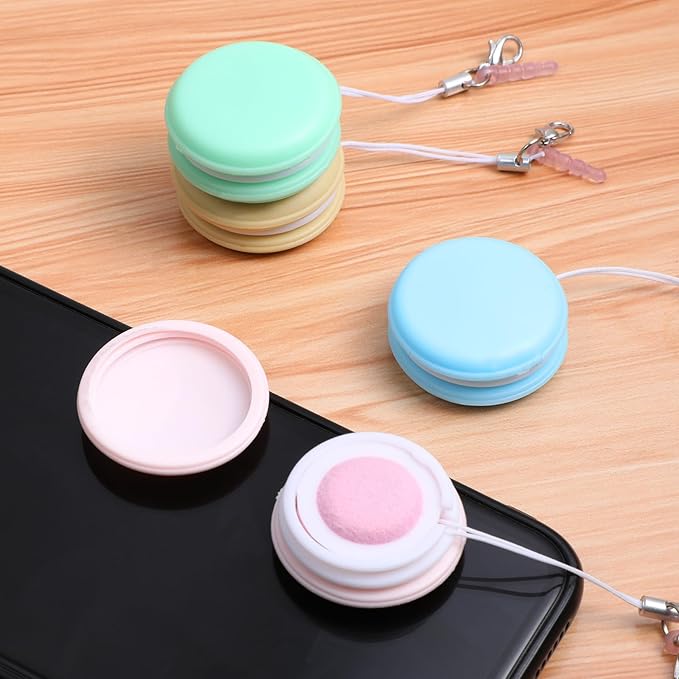 4pcs Phone Screen Cleaners with Lanyard Keychain, Macaron Shape Smartphone Cleaning Tools for Cameras Eyeglasses, Handbag Pendant Keychain Charm (Random Color)