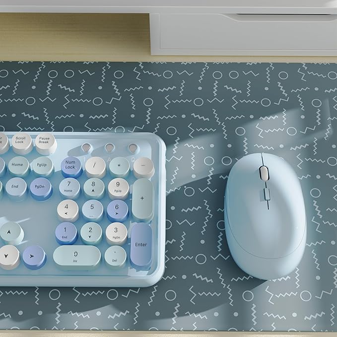 x UBOTIE Colorful Wireless Keyboard and Mouse Combo, Full-Sized Office Keyboard with Typewriter Flexible Keys, 2.4GHz Dropout-Free Connection, Optical Mouse for PC Laptop(Blue Colorful)