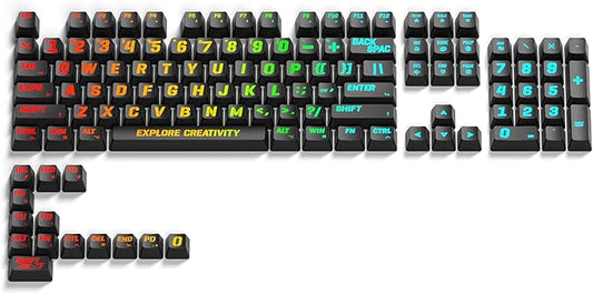 HITIME x XVX Keycaps 60 75 100 Percent - Shine Through Custom Keycaps w/IMD Tech, Large Font, Big Lettering Key Cap for Mechanical Keyboards, Full 118 Key Set, OEM Profile, Black