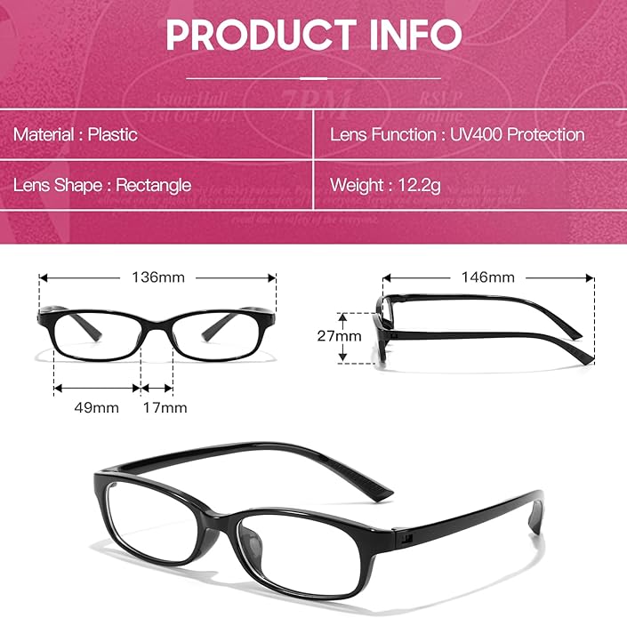 SODQW Office-Siren Blue Light Glasses for Women, Rectangle Frame, Y2K Small Eyewear, Anti Eyestrain Computer Glasses