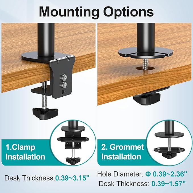 Vertical Dual Monitor Stand for 2 Max 32 inch Stack Screen Monitors, Stacked Monitor Mount with Swivel, Tilt, Height Adjustable, Computer Monitor Arm Holds up to 17.6 lbs Each