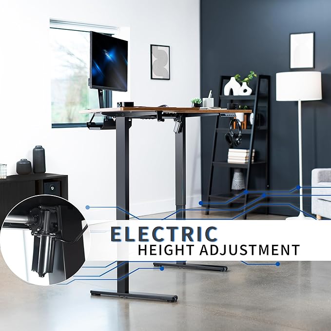 VIVO Electric Corner L-Shaped 47 x 47 in Standing Desk, Memory Height Adjustment, Rustic Vintage Brown Top Black Frame, DESK-E1L94N