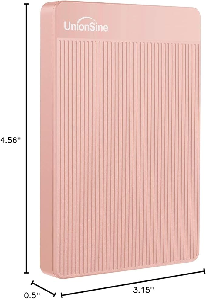 UnionSine 500GB Ultra Slim Portable External Hard Drive HDD-USB 3.0 for PC, Mac, Laptop, PS4, Xbox one, Xbox 360-(Pink)