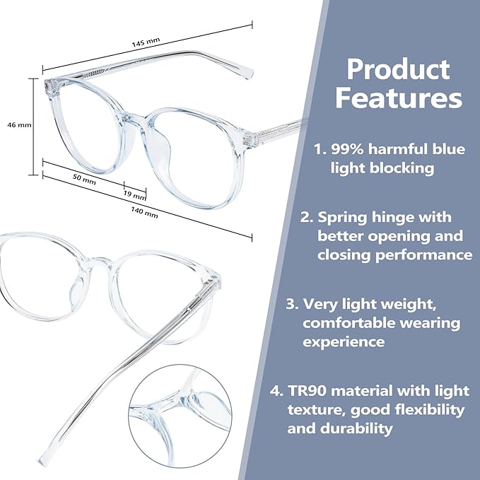 OPTOFENDY Blue Light Glasses for Women, TR90 Fashion Blue Light Blocking Glasses for Computer