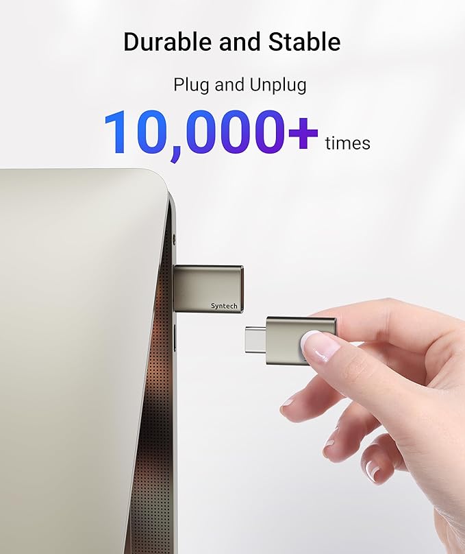 Syntech USB C to USB Adapter, 10Gbps USB3.2 Gen 2 Fit Side by Side, Type C Male to A 3.2 Female Adapter Compatible with iPhone 17e 17 Pro Max/iPad/iMac/MacBook Pro & Thunderbolt 4/3 Devices, Starlight