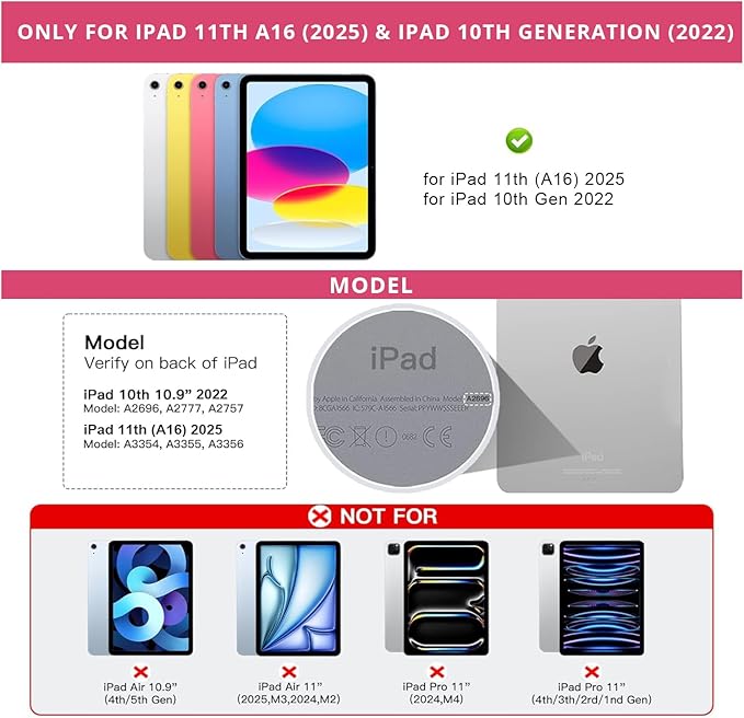 for iPad 11th(A16, 2025)/10th Generation Case with Keyboard, Magic Keyboard 2022, Springy Backlit Keys, Stain-Resistant Surface, Multi-Touch Trackpad, Hot Pink