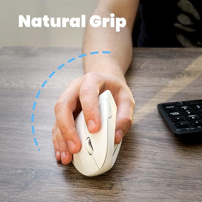 Perixx PERIMICE-713W Wireless Ergonomic Vertical Mouse - 2.4G Spec with USB Receiver - On/Off Switch - 6 Buttons Right Handed Design - White