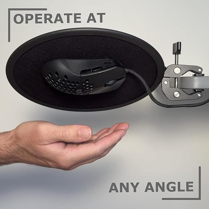 Clamp on Mouse Pad with Magnetic Mouse for Ergonomic Handshake Positioning | Adjustable Tilting Platform Mounts to Desk, Pole, or Chair Armrest
