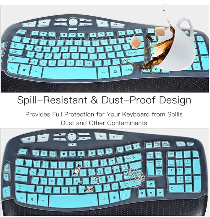 Keyboard Cover for Logitech K350 MK550 MK570, Keyboard Skin for Logitech K350 MK550 MK570 Wireless Wave Keyboards Covers Protector Accessories, Ombre Mint Green