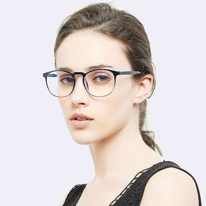 Blue Light Blocking Glasses Women/Men,Retro Round Anti Eyestrain Computer Gaming Glasses(2Pack)