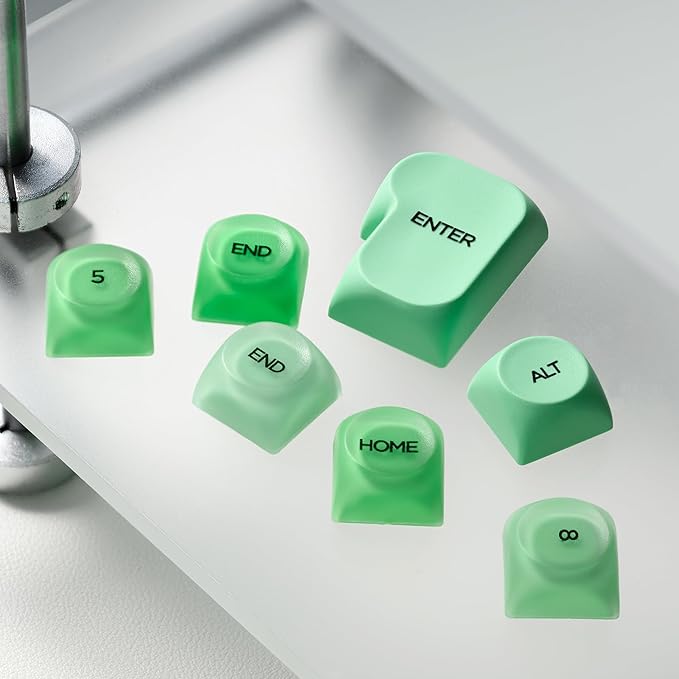 PBT Keycaps, XVX Green Apple Jelly HOA Profile, 132-Key Cute Custom Keycaps (for Mechanical Keyboards with Cherry/Gateron MX Switches)-Apple Green