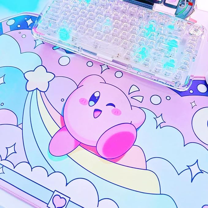 BelugaDesign Dreamy Bubble Desk Mat | Large Pastel Rainbow Anime Star Blue Pink Purple Mousepad | Cute Kawaii Gaming PC Laptop Mat | Candy Wizard Ball Keyboard Protector | Office Home Decor Blotter
