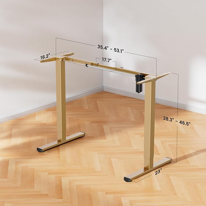 ErGear Electric Stand up Desk Frame,4 Memory Height Settings Height Adjustable Table Legs, Sit Stand Desk Frame Up to 47.2", Ergonomic Standing Desk Base Workstation, Gold Frame Only