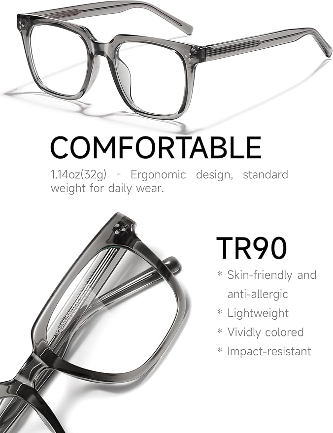 Oversized Square Blue Light Glasses for Woman Men fashion Reduce Eyestrain Protection for TV/Computer/Gaming