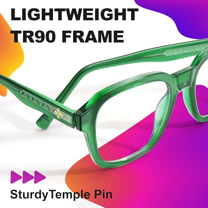 VISOONE Oversized Square Blue Light Blocking Glasses Fashion Computer Eyewear for Women and Men BENNETT