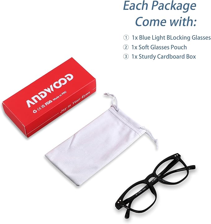 ANDWOOD Blue Light Blocking Glasses Women Men Computer Small Face Clear Bluelight Blocker Eyeglasses Frame