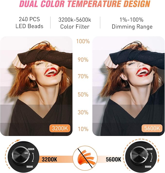 Ring Light with Tripod Stand, Yesker 14 Inch LED Ringlight Kit with Phone Holder Adjustable Color Temperature Circle Lighting, Led Photo Beauty Ring Lights for Camera for Vlog, Makeup, Video Shooting